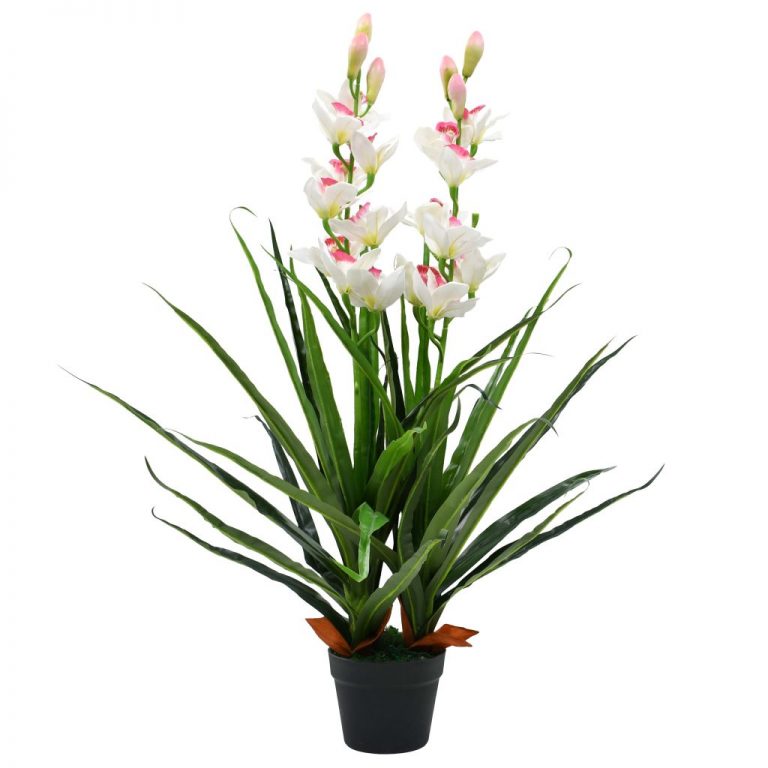 Dirbtinė Cymbidium orchidėja su vazonu