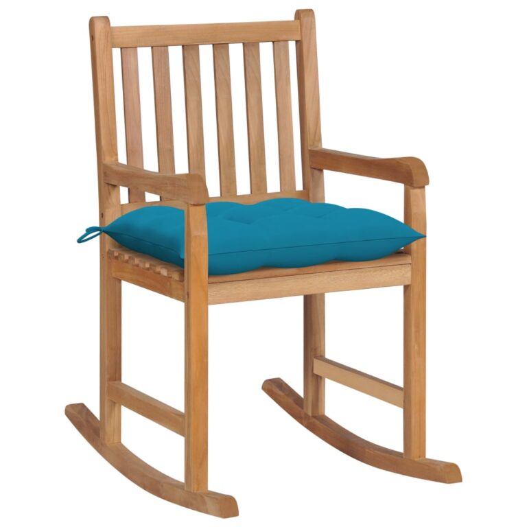 Supama kėdė su šviesiai mėlyna pagalvėle