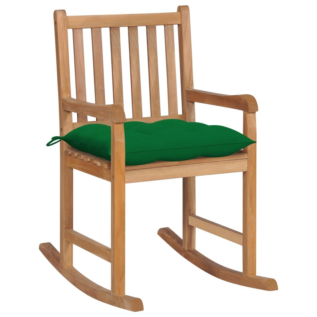 Supama kėdė su žalia pagalvėle