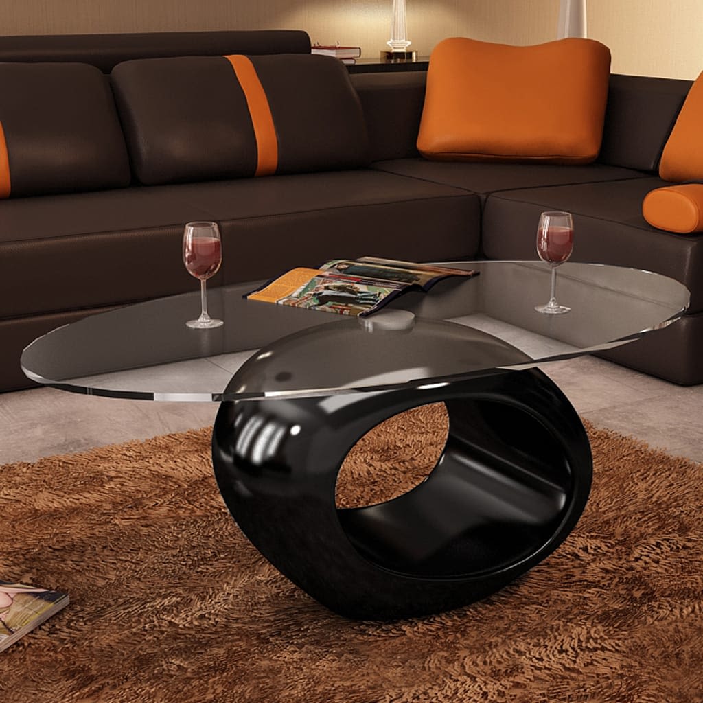Grande - Kavos staliukas su ovaliu stikliniu stalviršiu
