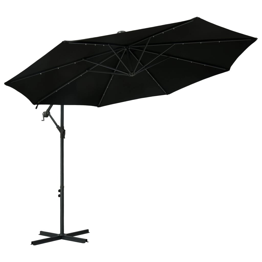 Gembės formos skėtis su LED ir plieniniu stupu