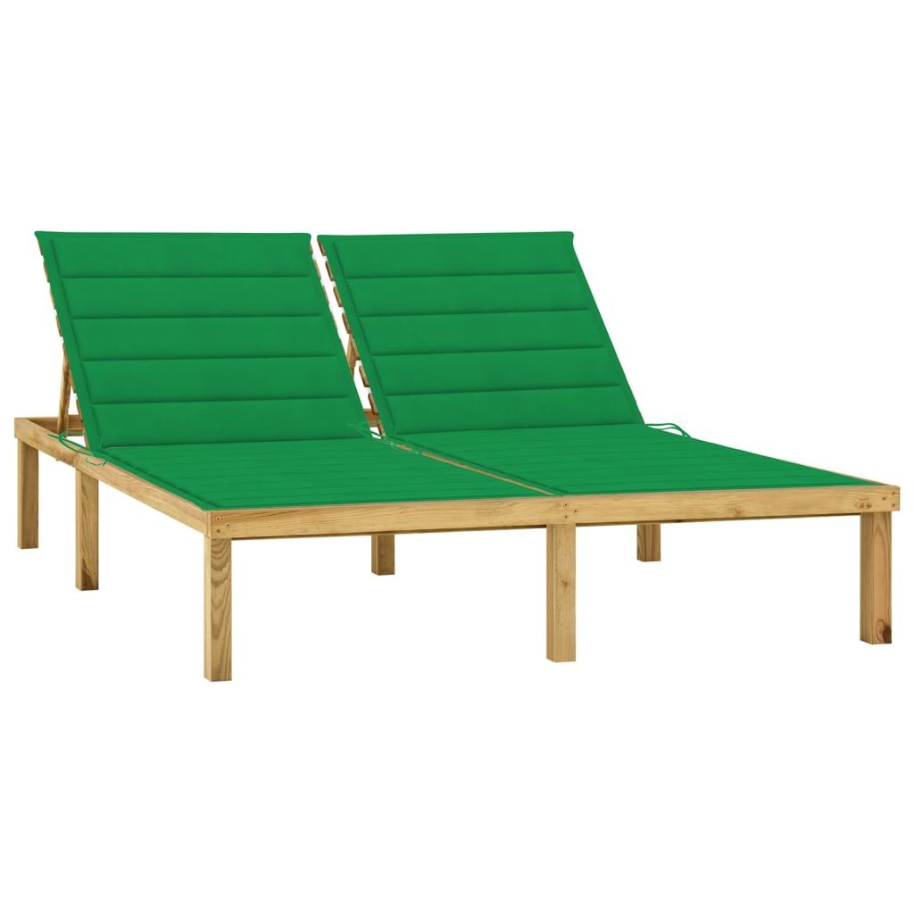 Dvivietis saulės gultas su žaliais čiužinukais