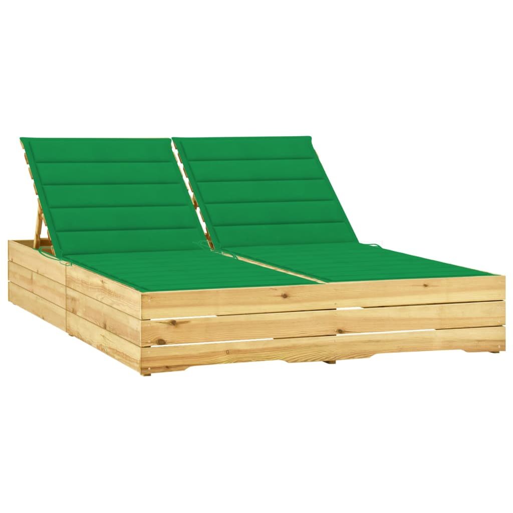 Dvivietis saulės gultas su žaliais čiužinukais