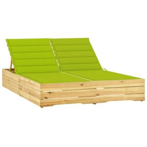 Dvivietis saulės gultas su šviesiai žaliais čiužinukais