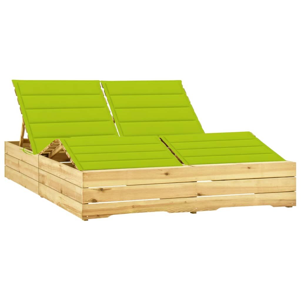 Dvivietis saulės gultas su šviesiai žaliais čiužinukais
