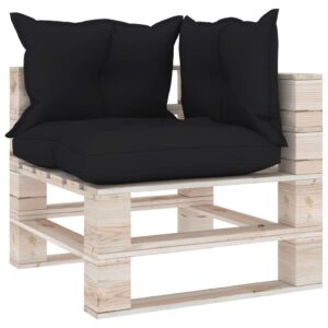 Grande - Kampinė sodo sofa iš palečių su pagalvėlėmis