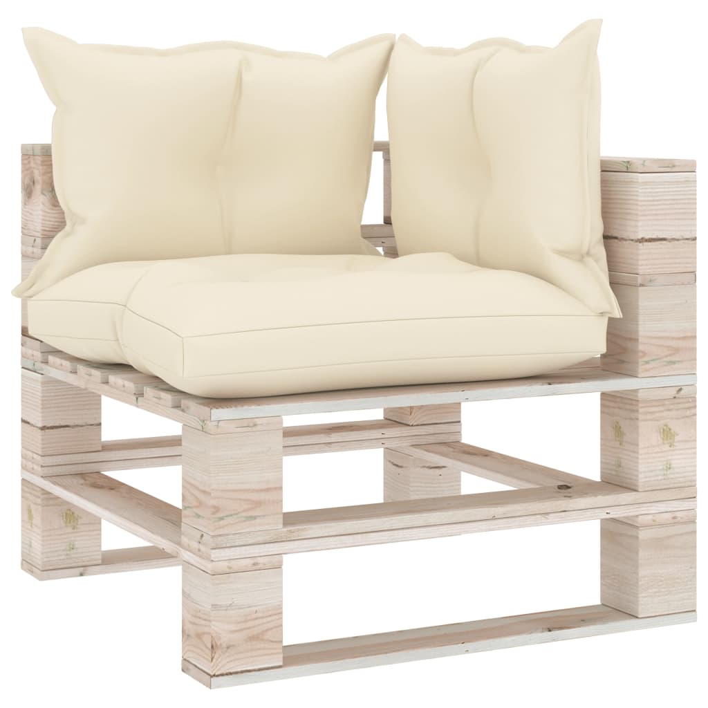 Grande - Kampinė sodo sofa iš palečių su pagalvėlėmis