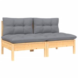 Dvivietė sodo sofa su pilkomis pagalvėlėmis, pušies masyvas 1