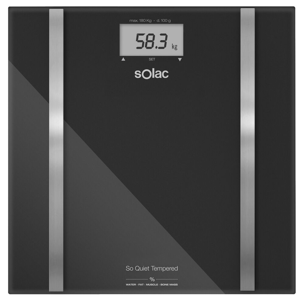 Skaitmeninės vonios kambario svarstyklės Solac PD7636 Juoda