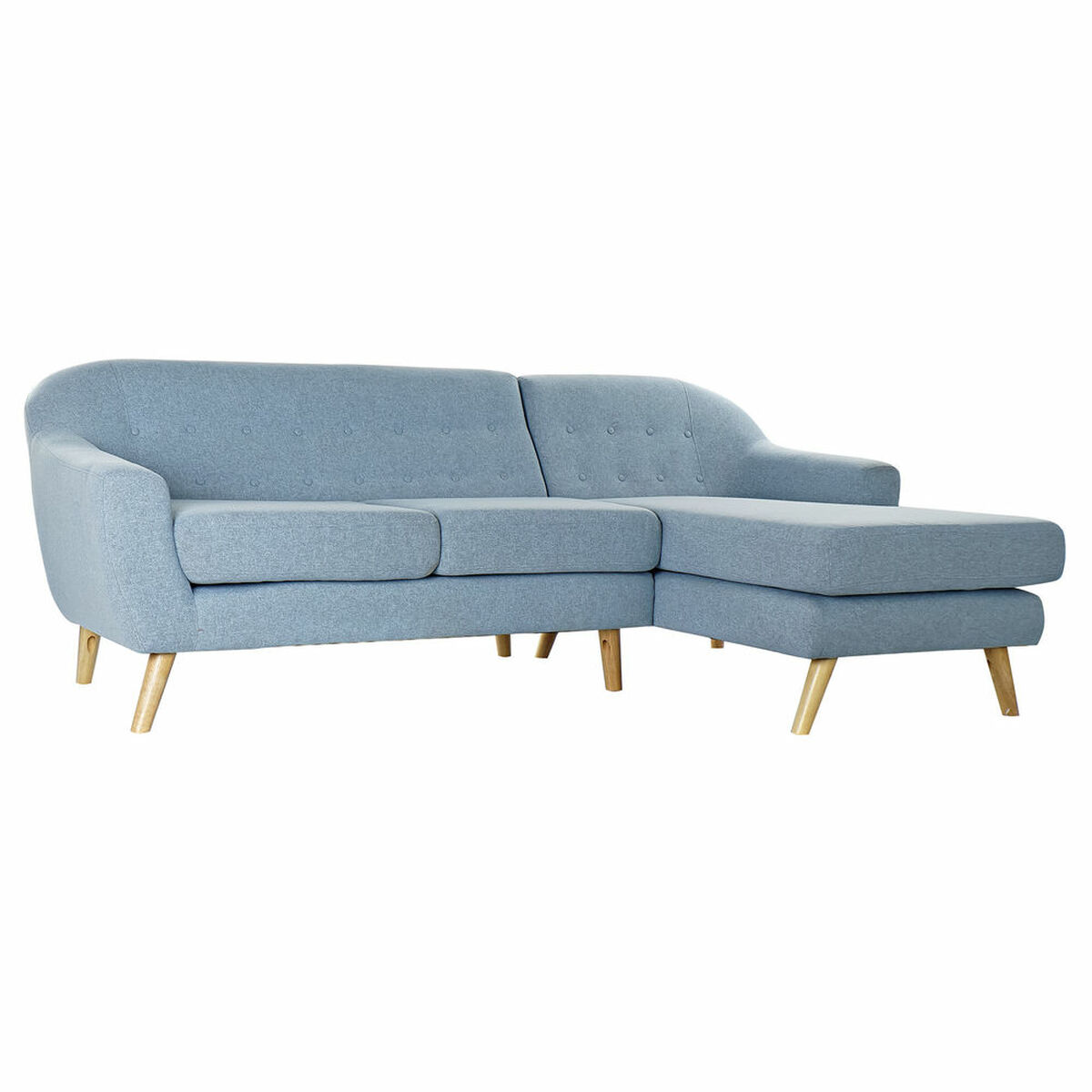 3 vietų sofa DKD Home Decor Poliesteris Kaučiukmedžio mediena Dangaus mėlynumo (226 x 144 x 84 cm)