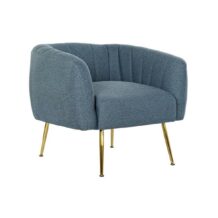 Fotelis DKD Home Decor Porolonas Mėlyna Auksinis Metalinis Medžio Poliesteris (81 x 75 x 73 cm)
