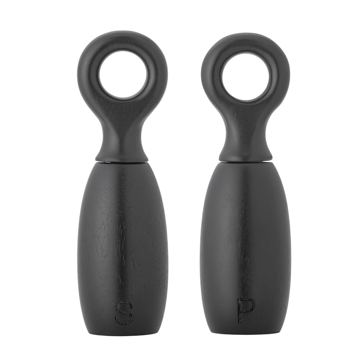 Martim Druskos ir pipirų malūnėlis, Juoda, Rubberwood Rinkinyje 2vnt. 45 ml each - Image 1