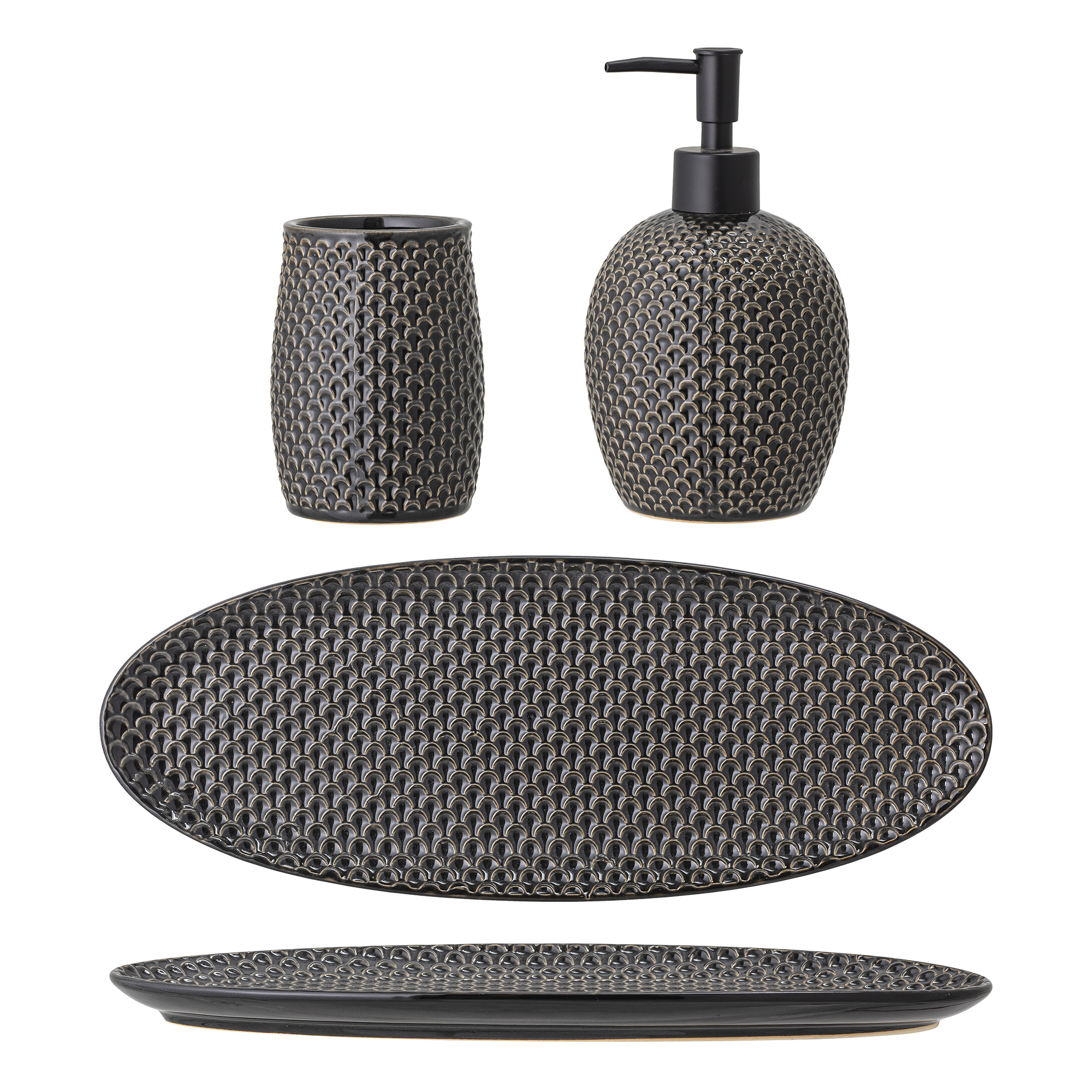 wkej9wncjfiunac2v1pk Hrin Muilo dozatorius / rinkinys, Pilka, Akmuo Rinkinyje 3vnt. Tumbler: 400 ml / Dispenser: 490 ml - Image 4